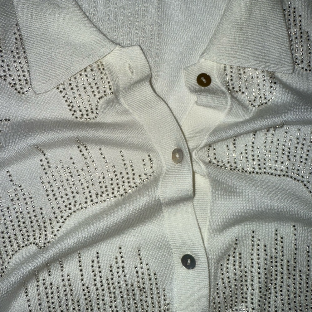 Zara White Cardigan with Silver Details